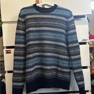 GAP Blue and Gray Crewneck Sweater with Nautical Stripes